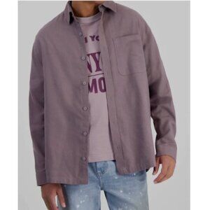 Mode of One Men's Relaxed Fit Flannel Wovens Shirt Soft Moon Size L